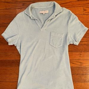 Orlebar Brown Terry Cloth Toweling Polo Sky Blue S
